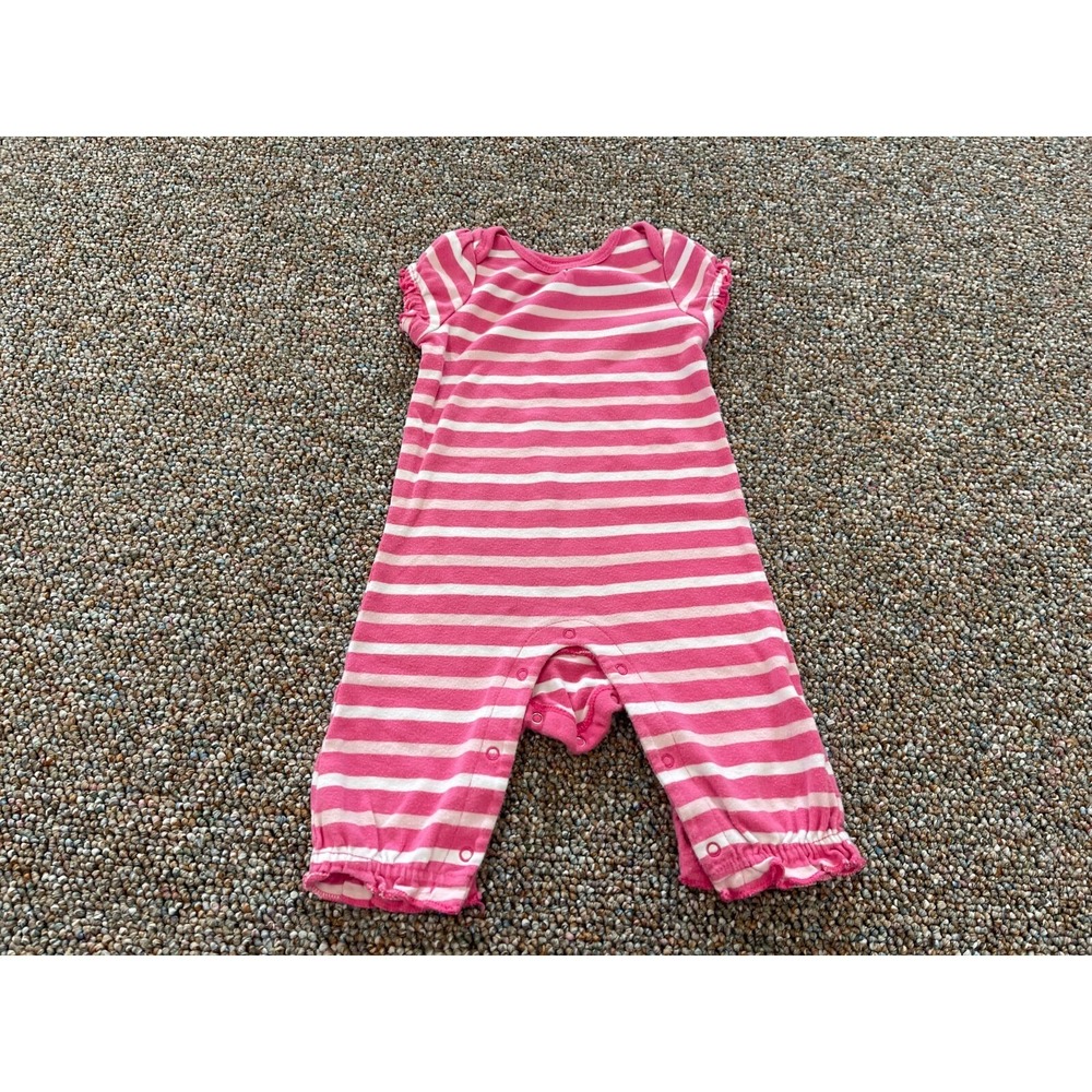 Old Navy Girls Pink & White Striped Romper 3-6M - Picture 1 of 3